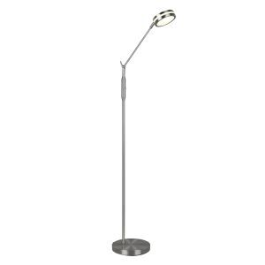 Lámpara de pie de lectura moderna níquel, Marjon, 6W, ajustable entre luz blanco cálido y frío LED, con regulador táctil
