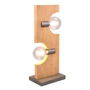 Lámpara de mesa de madera marrón, Dyonne