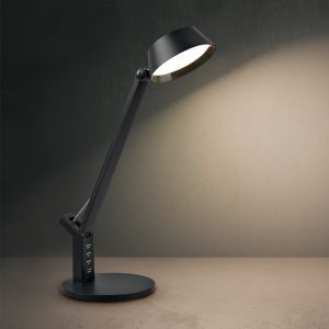 Flexo moderno negro, Lindi, 5W, ajustable entre luz blanco cálido y frío LED, con regulador táctil