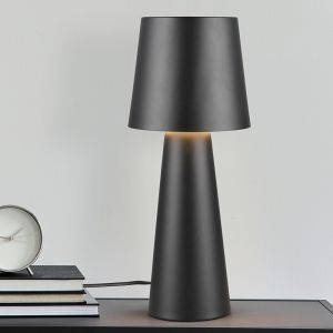Lámpara de mesa moderna negra, Lillyam, con interruptor