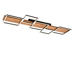 Plafón de techo de madera marrón, Justian, 42W, 3000K LED, regulable en 3 pasos