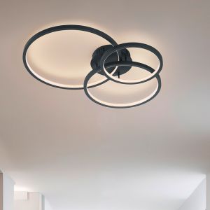 Plafón de techo moderno antracita, Harold, 36W, RGBW LED, con mando a distancia