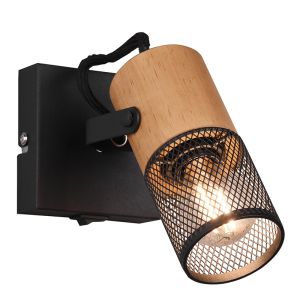 Foco de pared vintage negro, Jessica, con interruptor