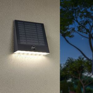 Aplique solar exterior moderno negro, Pontus, 6W, 4000K LED, IP44