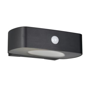 Aplique solar exterior moderno negro, Pytsje, 6W, 4000K LED, IP44, con interruptor