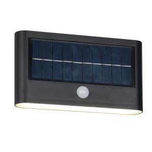 Aplique solar exterior moderno negro, Nefise, 8W, 4000K LED, IP44