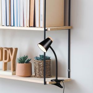 Lámpara de pinza moderna negra, Rahul, 4,5W, 3000K LED, con interruptor