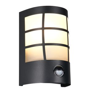 Aplique exterior con sensor de movimiento moderno negro, Ratna