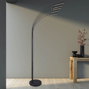 Lámpara de pie moderna níquel, Ekram, 3,5W, 3000K LED, con interruptor