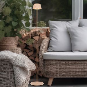 Lámpara de pie recargable moderna marrón, Reshma, 1,5W, 3000K LED, IP44, con regulador táctil