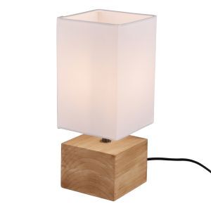 Lámpara de mesa de madera marrón, Job, con interruptor