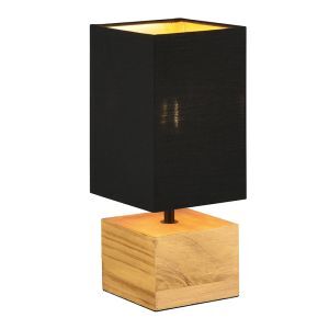 Lámpara de mesa de madera marrón, Job, con interruptor