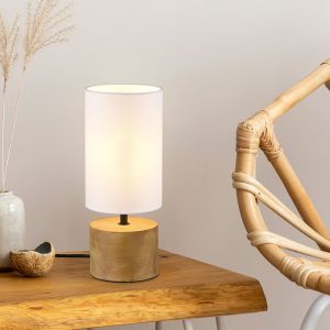 Lámpara de mesa de madera marrón, Job, con interruptor