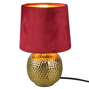 Lámpara de mesa de cerámica dorada, Jorre, con interruptor