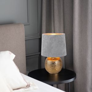 Lámpara de mesa de cerámica dorada, Jorre, con interruptor