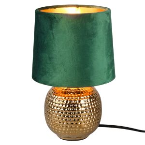 Lámpara de mesa de cerámica dorada, Jorre, con interruptor