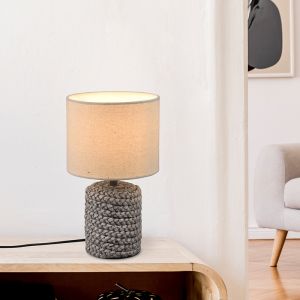 Lámpara de mesa de cerámica marrón, Boban, con interruptor