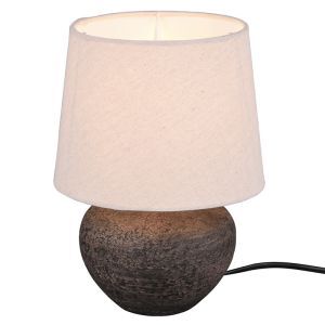 Lámpara de mesa de cerámica marrón, Ulo, con interruptor