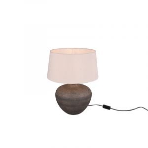 Lámpara de mesa de cerámica marrón, Ulo, con interruptor