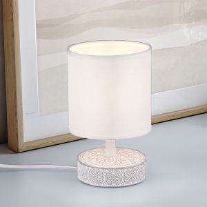 Lámpara de mesa de cerámica blanca, Lola, con interruptor