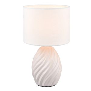 Lámpara de mesa retro blanca, Roeland, con interruptor