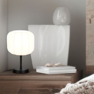 Lámpara de mesa moderna blanca, Metehan, con interruptor