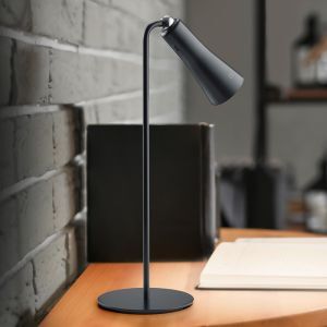 Lámpara de mesa de metal negra, Remko, 2W, 3000K LED, con regulador táctil