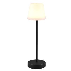 Lámpara de mesa recargable de plástico negra, Suman, 2W, ajustable entre luz blanco cálido y frío LED, IP44, con regulador táctil