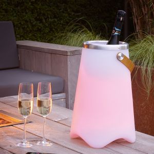 Lámpara de mesa exterior moderna blanca, Sedex, 2W, RGBW LED, IP44, con mando a distancia