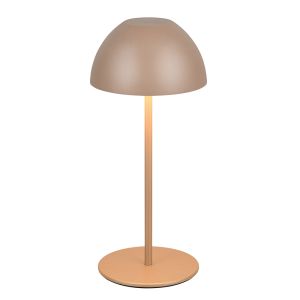 Lámpara de mesa recargable de plástico marrón, Mikhail, 2W, 3000K LED, IP44, con regulador táctil