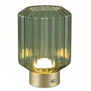 Lámpara de mesa recargable retro latón, Tamer, 2W, 3000K LED, con regulador táctil