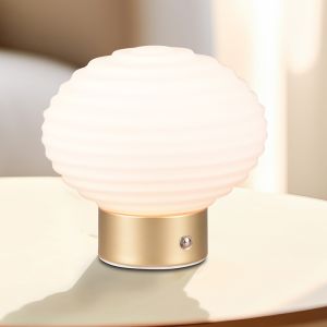 Lámpara de mesa recargable retro latón, Walid, 2W, 3000K LED, con regulador táctil
