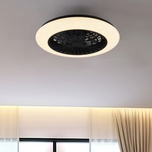 Ventilador de techo moderno negro, Damyan, 30W, ajustable entre luz blanco cálido y frío LED, con mando a distancia