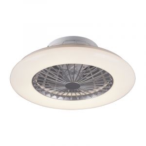 Ventilador de techo moderno gris, Damyan, 30W, ajustable entre luz blanco cálido y frío LED, con mando a distancia