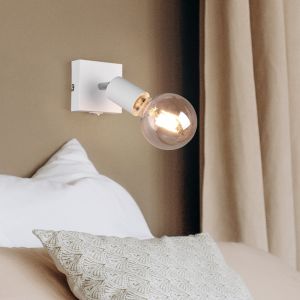 Foco de pared moderno blanco, Odin, con interruptor