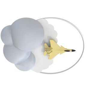 Lámpara de techo infantil blanca de metal, Jet, 37W, 3000K LED, regulable en 3 pasos