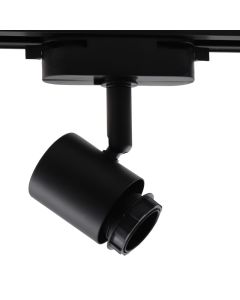 Foco de carril monofásico negro de plástico,