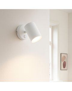 Foco de pared blanco moderno, Elena, con interruptor