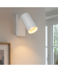 Foco de pared blanco moderno, Nadi, con interruptor