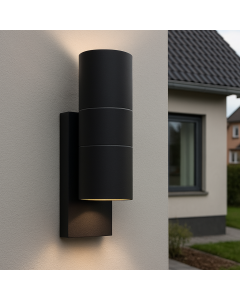 Aplique exterior con sensor crepuscular negro moderno, Pedro, IP44
