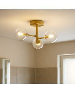 Lámpara de techo baño dorada moderna, Amer, IP44