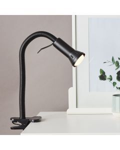 Foco pinza negro de plástico, Kalina, con interruptor