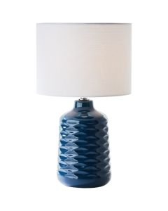 Lámpara de mesa azul retro, Roelf, con interruptor