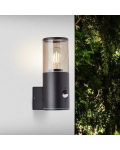 Aplique exterior con sensor de movimiento negro moderno, Sherwin, IP44