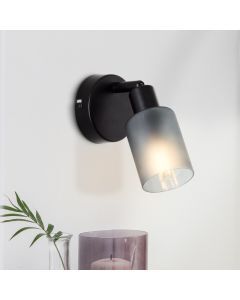Foco de pared negro de vidrio, Fanny
