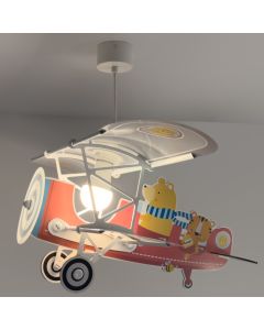 Lámpara colgante infantil de plástico roja, Teddy plane