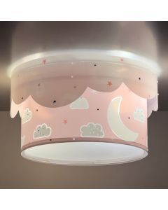 Lámpara de techo infantil de plástico rosa, Moon