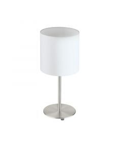 Lámpara de mesa blanca de tela, Abano, con interruptor