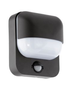 Aplique exterior con sensor crepuscular negro de plástico, Aartie, IP44