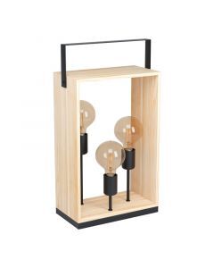 Lámpara de mesa de madera negra, Olaf, con interruptor